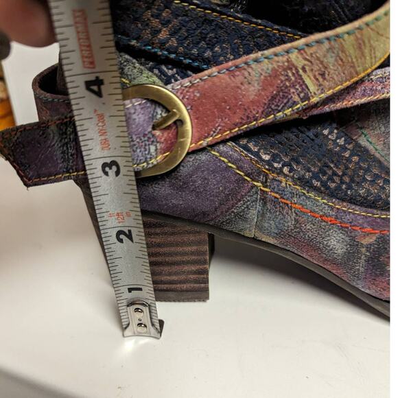 L’Artiste Shazzam Hand Painted Navy Leather Ankle Boots Boho Luxe EU 40 - Picture 7 of 11